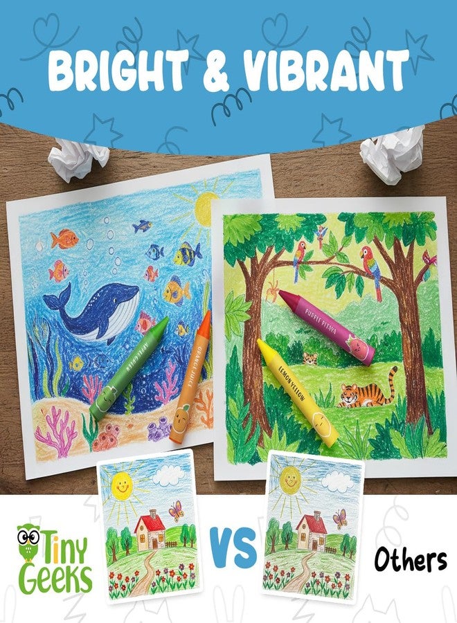 TinyGeeks Jumbo Crayons For Toddlers 3-8 - 18pc Toddler Baby Crayons For Kids Ages 4-8 & 3-4 - With Printed Coloring Sheets - Washable, Non Toxic and Easy To Hold - Perfect for Classroom - Image 5
